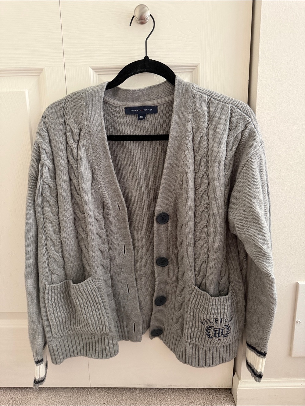Tommy Hilfiger Men's Light Gray Cable Knit Button-Front Cardigan
